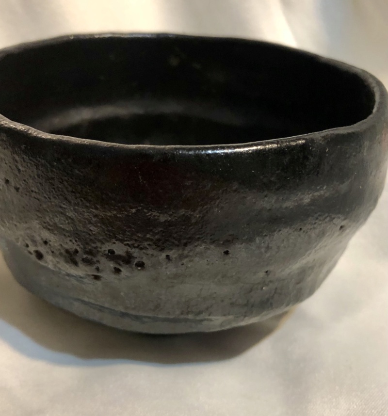 Black Japanese raku tea bowl A220bf10