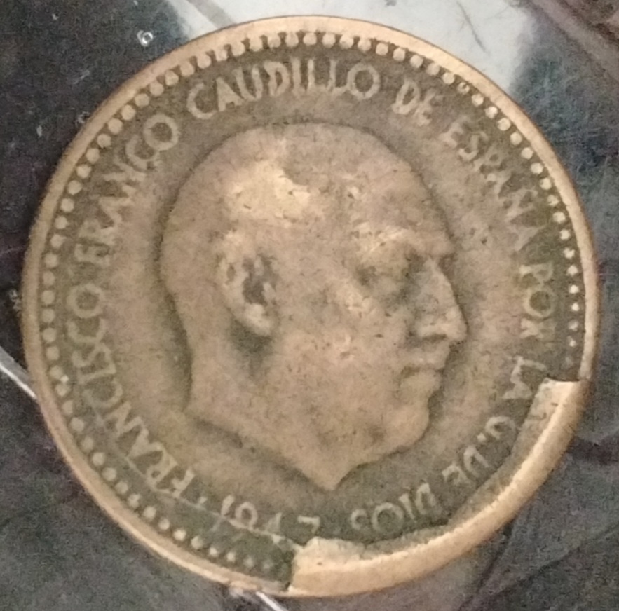 1peseta España 1947*? rotura cuño Cm241023