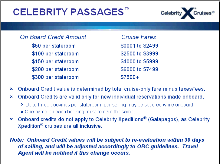 Celebrity/Royal Caribbean Onboard Credit Information Get-at11