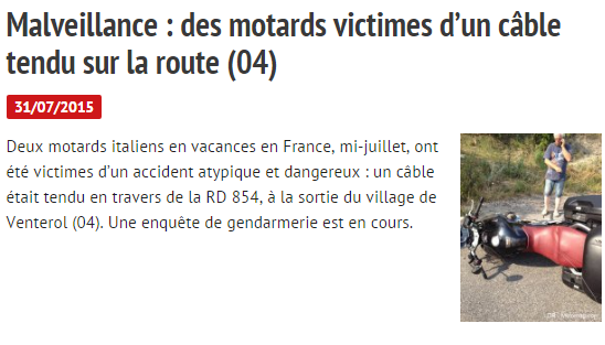 Malveillance : des motards victimes d’un câble tendu sur la route (04) Captur20