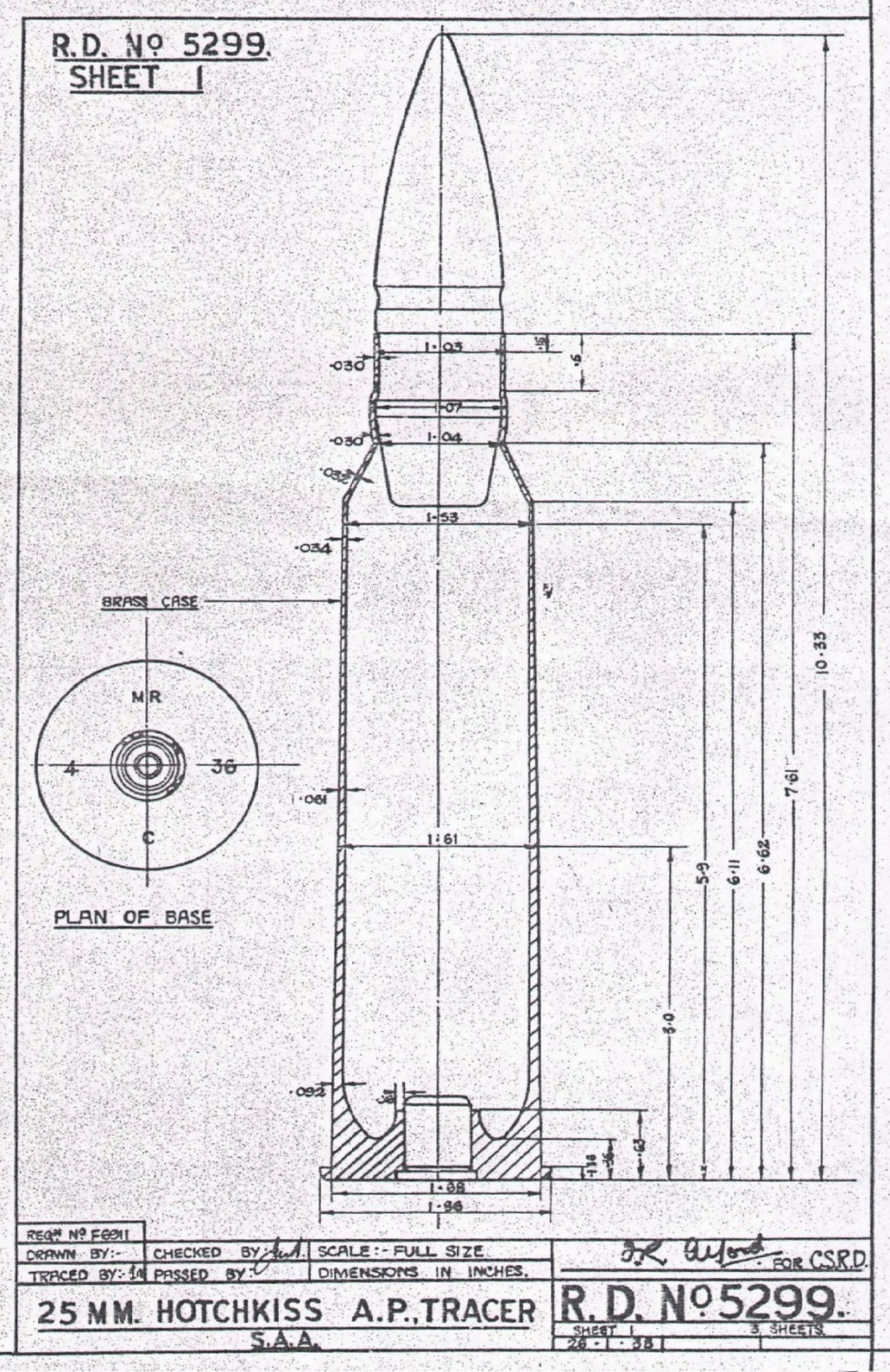 La cartouche de 25 mm du canon antichar Hotchkiss modèle 1934 05110