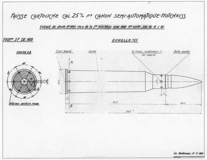 La cartouche de 25 mm du canon antichar Hotchkiss modèle 1934 Amm25m10