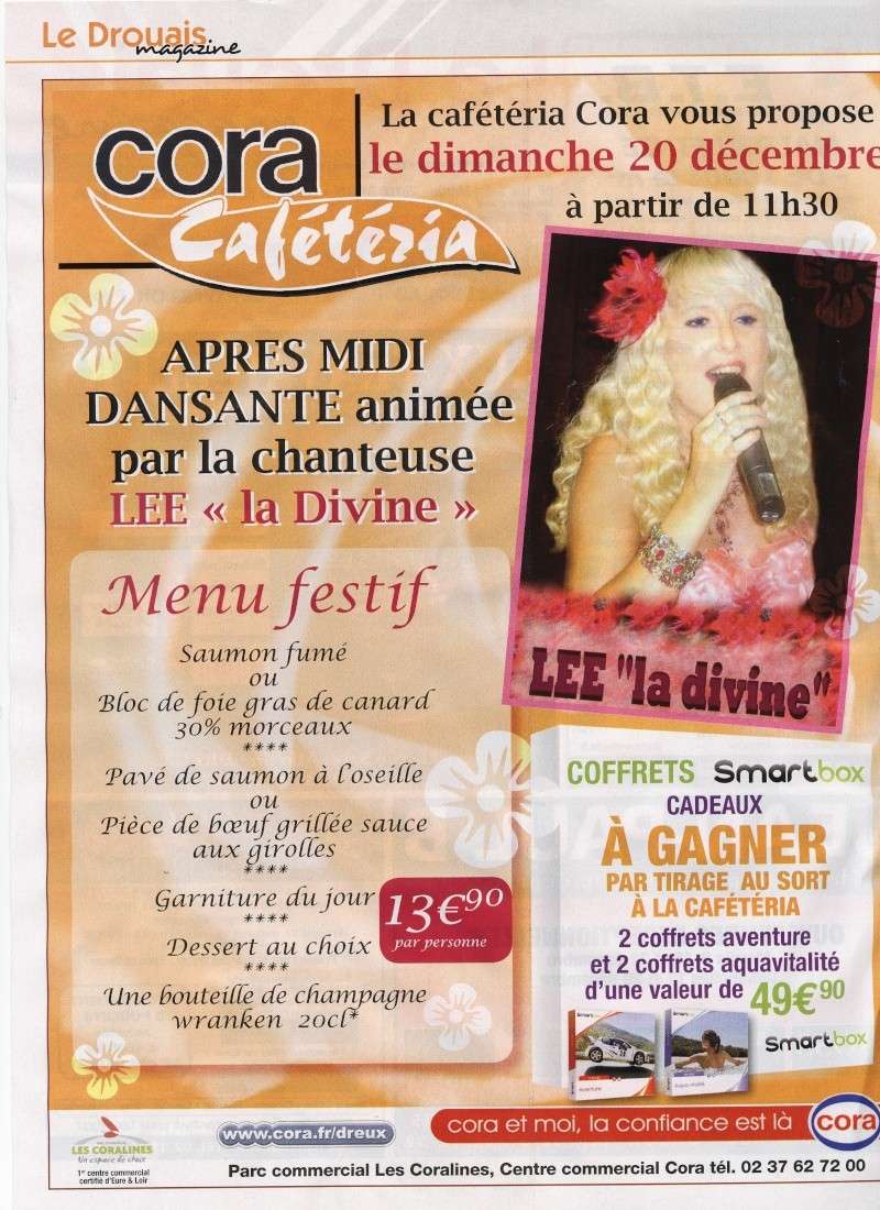 REPAS DE NOEL chez CORA Dreux dim 20 déc 12H00 avec LEE