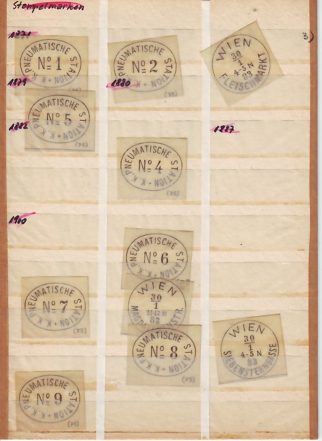 Faksimile Auflistung österr. (wiener) Poststempel 1851 - 1883 10345_10