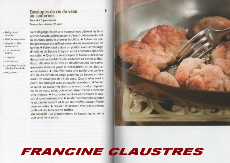 Escalopes de ris de veau au Sauternes Abats110