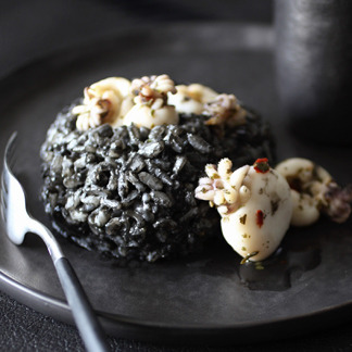 Risotto à l'encre de seiche et aux supions Risott13