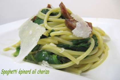 Spaghettis épinards chorizo Spaghe12