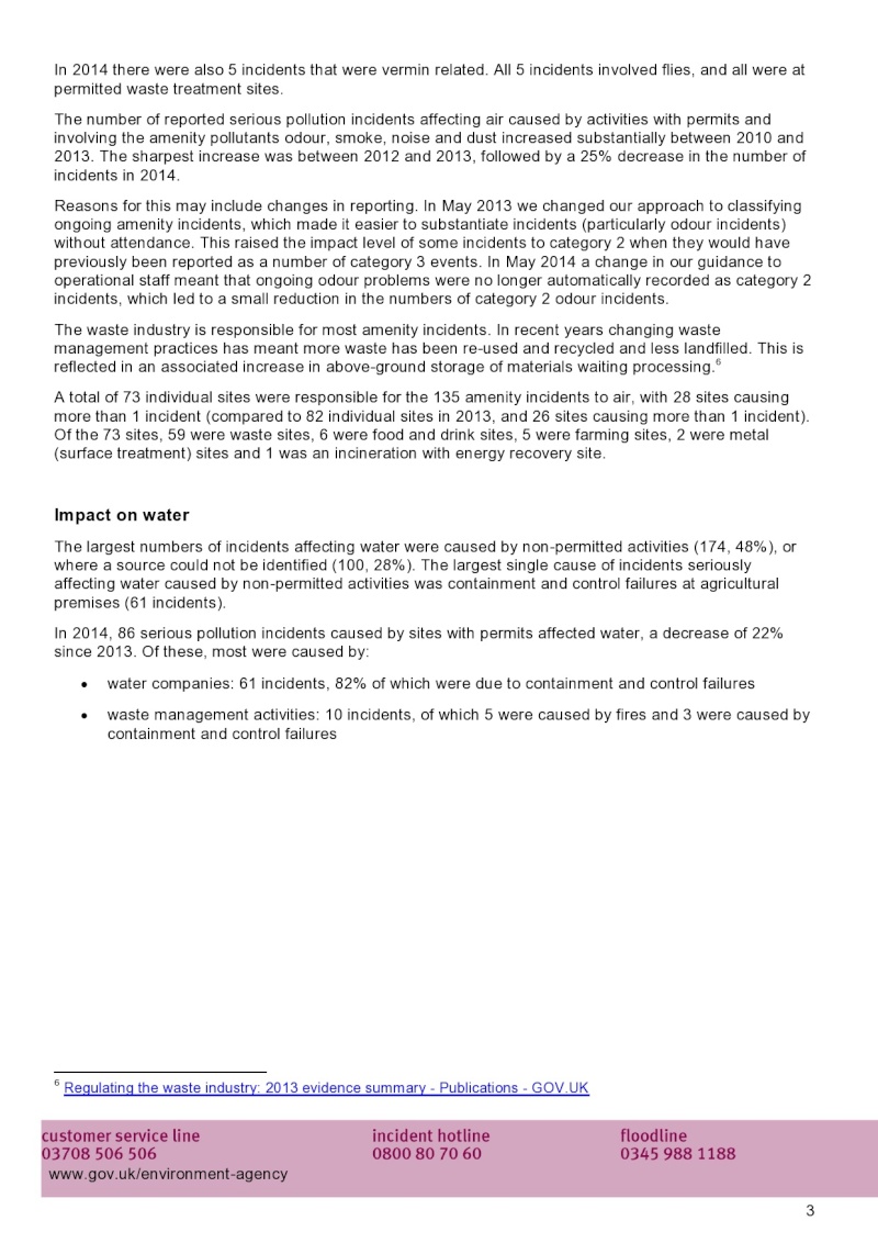 EA Corporate report: Pollution incidents: 2014 evidence summary Page0013