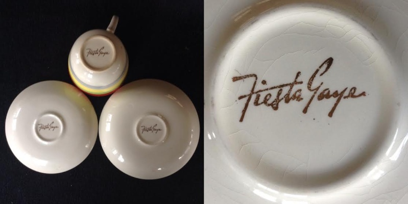 For gallery: 802 Breakfast Cup, correct 744 large saucer, different Fiesta Gaye backstamp, 4610 vit jumbo saucer Fiesta10