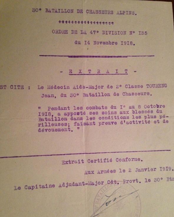 Jean Toureng, médecin auxiliaire au 30°. Jt810