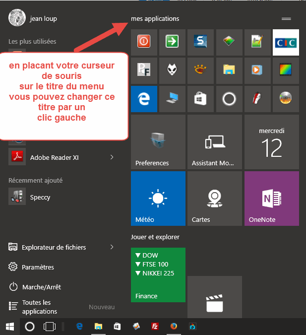 Aménager les tuiles du menu "démarrer" Windows 10 Vignet11