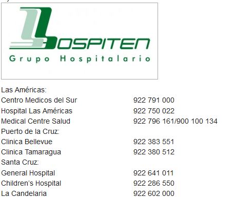 Tenerife hospital numbers. Captu202