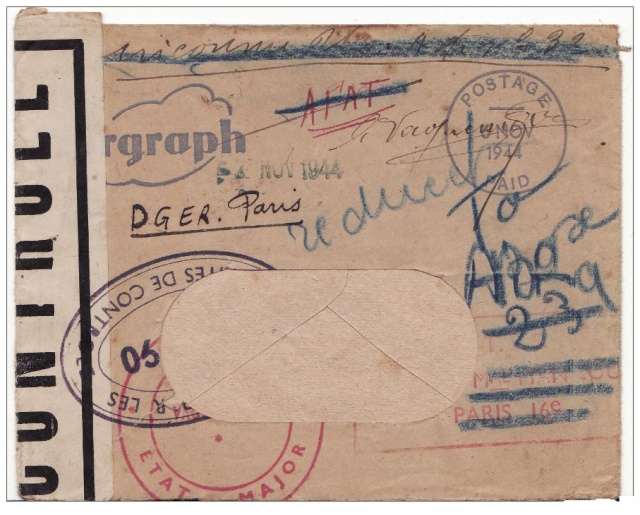 censure de la 3°période AG 190 sur lettre de Liège pour Paris. Ag_19010