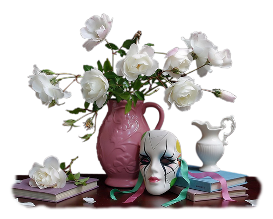 Défi du 3 Avril / Vase fleurs,masque, livres... Vasefl13