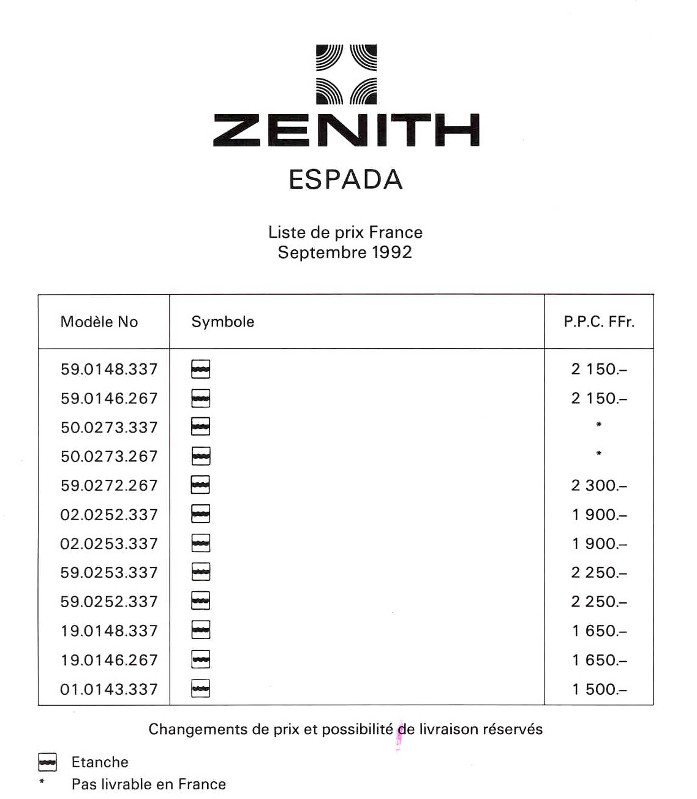 Connaissez vous ce modèle de Zenith ? Espada11
