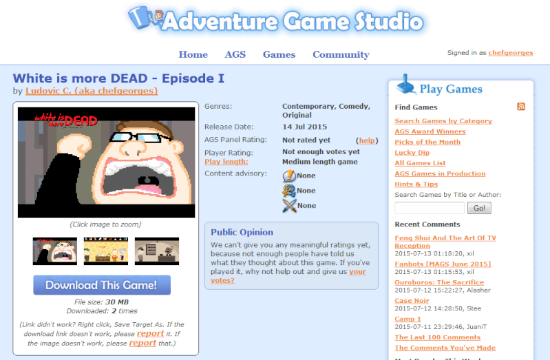 Ajouter son jeu dans la base de donnée de adventuregamestudio.co.uk Advent10