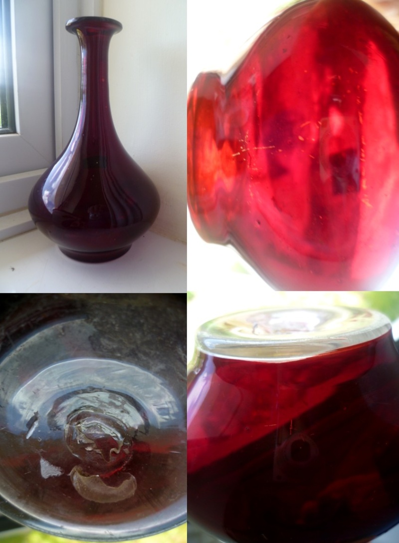 Clear and red glass narrow neck - blenko form Ablenk10