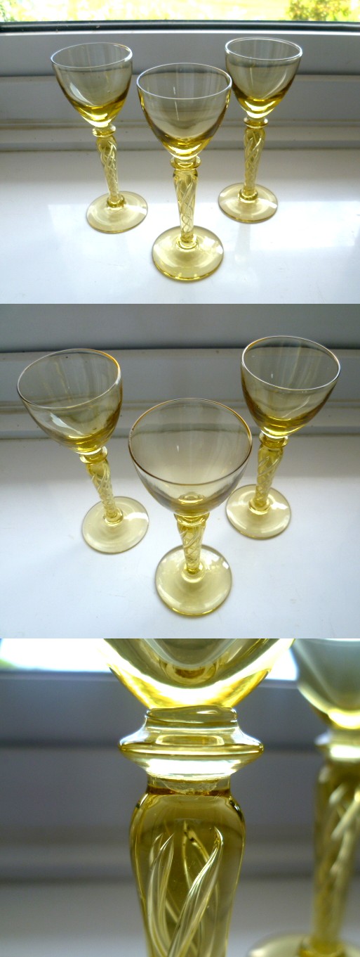 3 Gold Air Twist Stem Gold Glass Sherry Glasses Air10