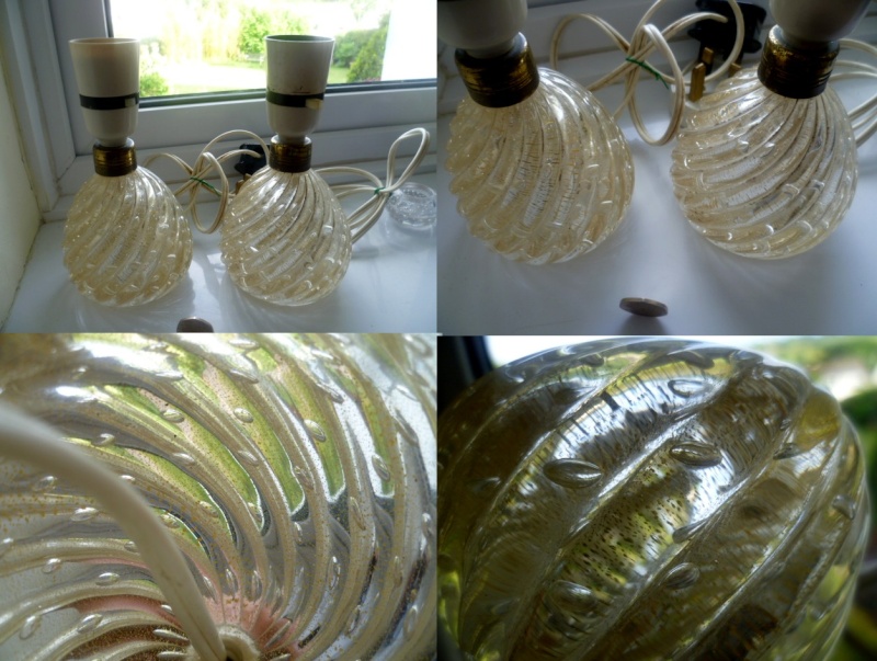 1950/60's Glass Lamp Bases Swirled with gold glitter - Italian - Murano Alamp10