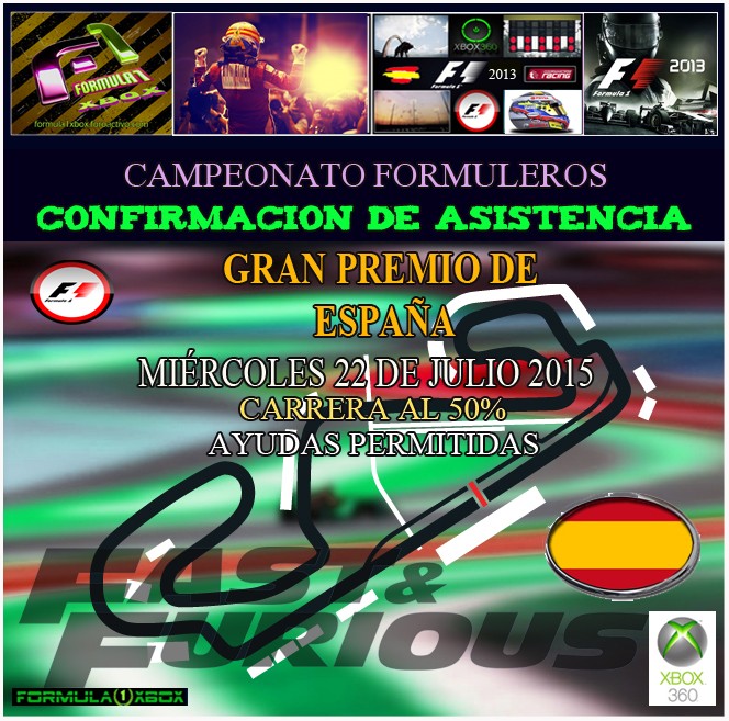 F1 2013 / CONFIRMACION GP ESPAÑA / CTO. FORMULEROS 3.0 / Miércoles , 22 de Julio 22:00 horas Asiste11