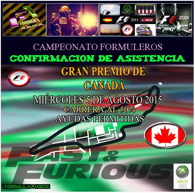 F1 2013 / CONFIRMACION GP CANADÁ / CTO. FORMULEROS 3.0 / Miércoles, 5 de Agosto 22:00 horas Asiste13
