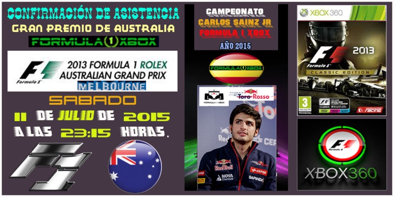 F1 2013 / CONFIRMACIÓN DE ASISTENCIA / G. P. DE AUSTRALIA / CTO. CARLOS SAINZ JR. / SÁBADO, 11 - 07 - 2015 / 23:15h.   Austra11