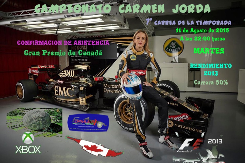 F1 2013 / CTO. CARMEN JORDÁ / CONFIRMACIÓN DE ASISTENCIA A LA 7ª CARRERA / G.P. DE CANADÁ /  MARTES 11 - 08 -2015 / 22:00 HORAS. . Confir29