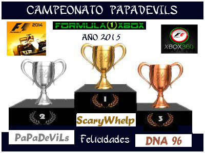 F1 2014 / CAMPEONATO PAPADEVILS / RACE 100% / CAMPEÓN Y PODIUM FINAL / AÑO 2015  Podium21