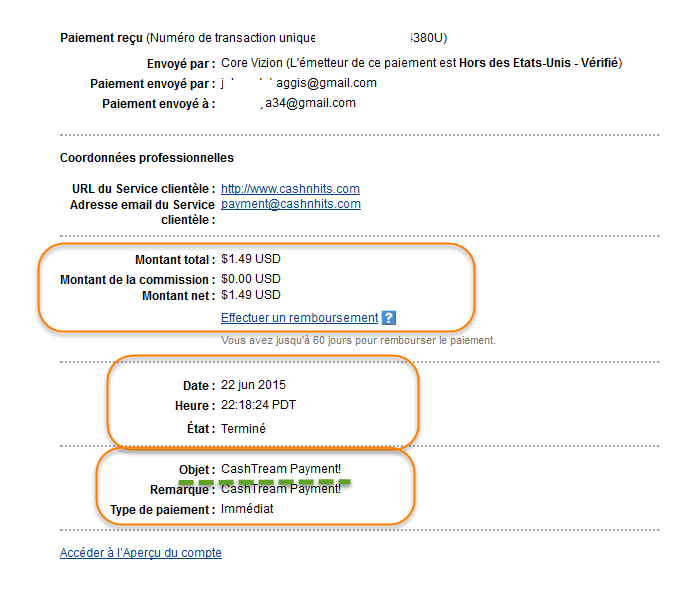 شرح الشركة cashtream مع إثبات الدفع. 2015-037