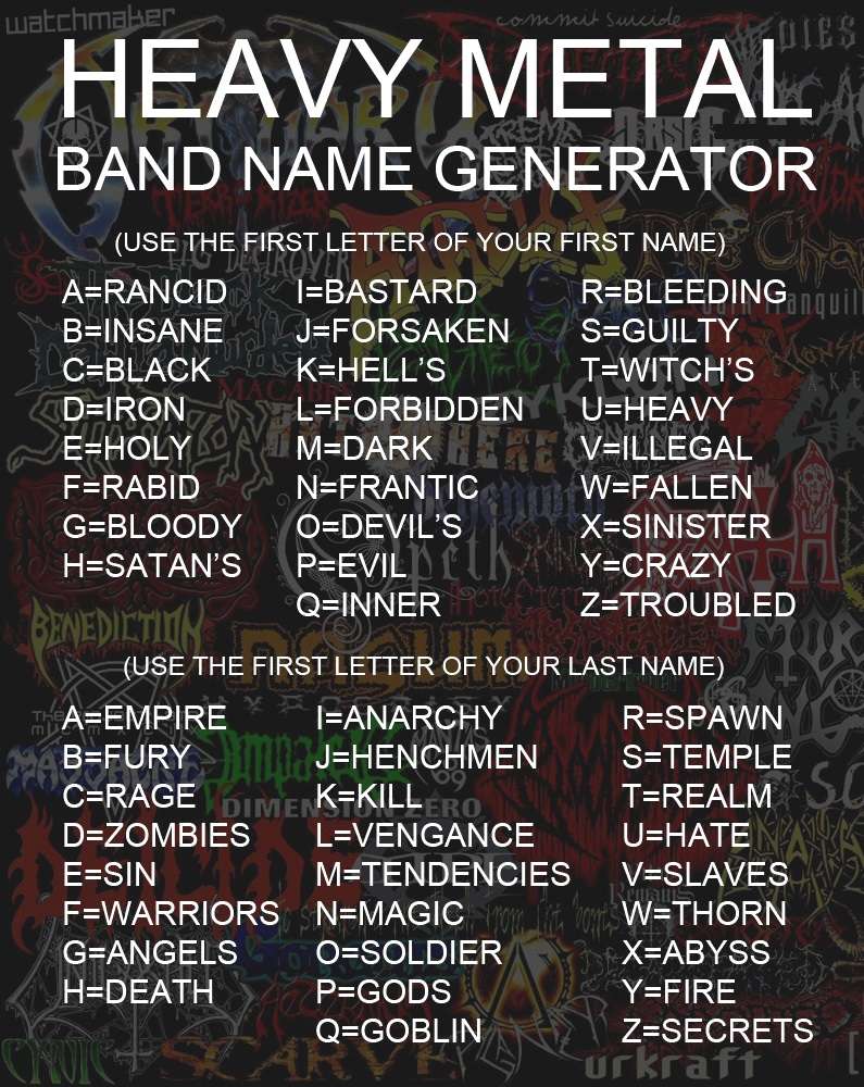 Heavy Metal band name generator Tumblr13