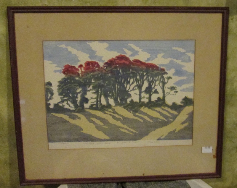  Wood block print of Rata trees Img_2946