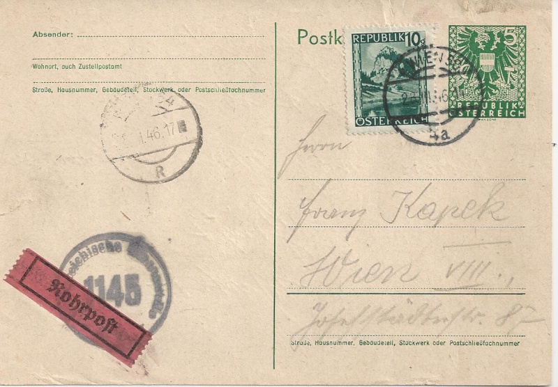 österreich - Bedarfspost Ganzsachen Österreich 1945-1947 Bild_441