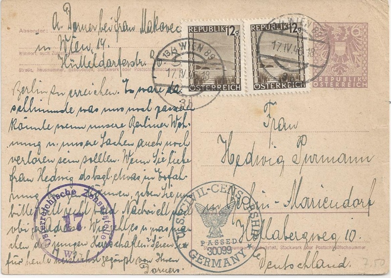 Bedarfspost Ganzsachen Österreich 1945-1947 Bild_443