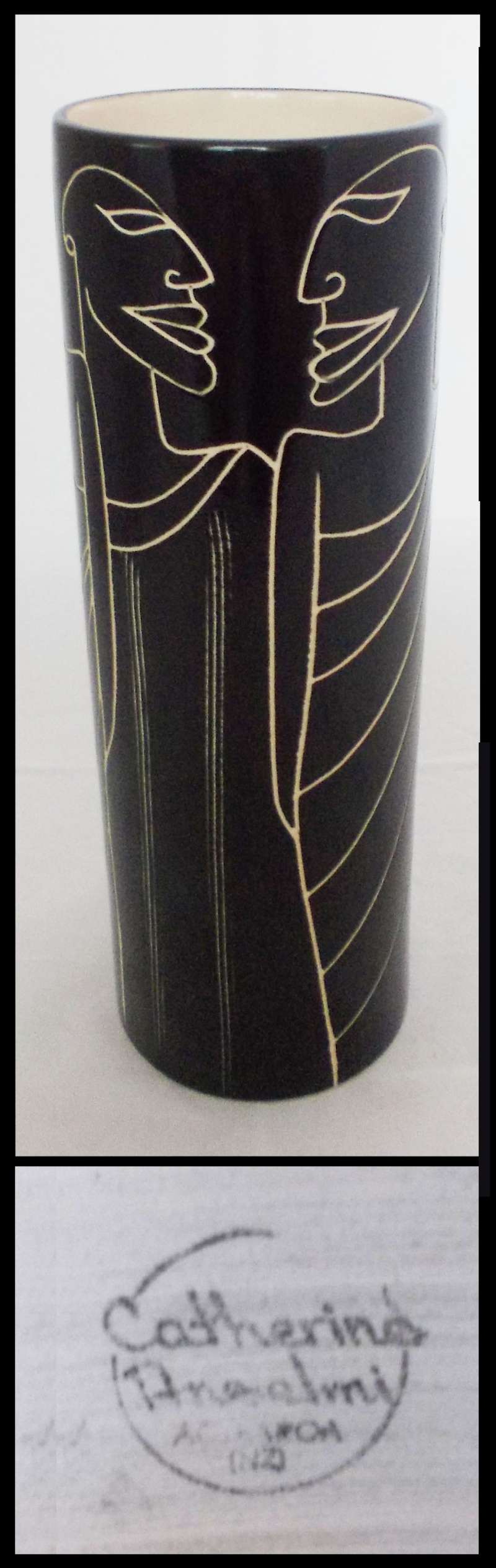 Black - Catherine Anselmi black incised tall vase for gallery Dscn7014