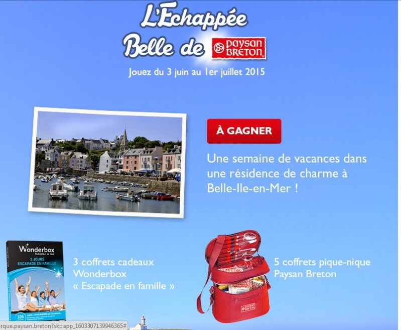 3.06 Tas Paysan Breton 1 semaine de vacances 3 coffrets Wonderbox 3 coffrets pique nique DLP:1/07/2015 Jeu23