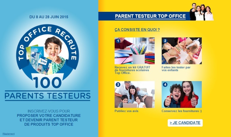 23.06 100 parents testeurs fournitures scolaire Top Office DLP:28/06/2015 Jeu50
