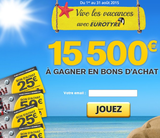 3.08 IG Eurotyre 15500 euros bons d'achats à gagner DLP:31/08 Jeu87