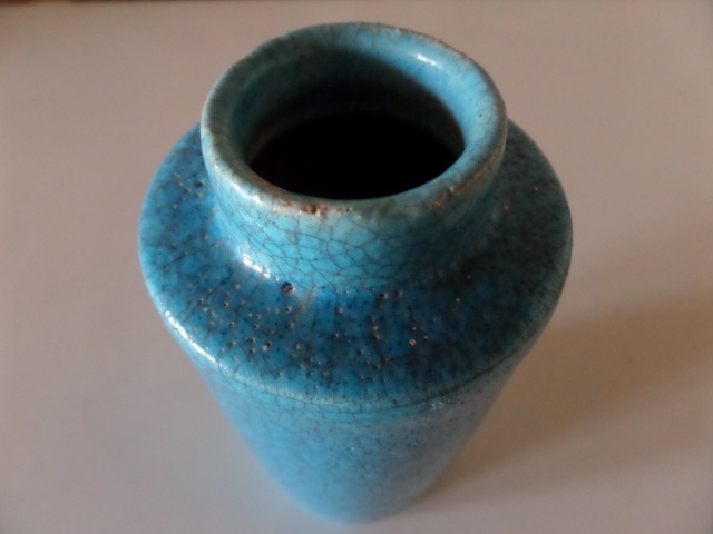 Vase bleu turquoise craquelé. Vaseti14