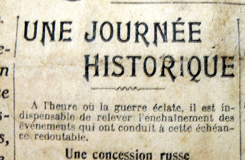 (P) Journal du 02 Août 1914  -- VENDU -- P1200614