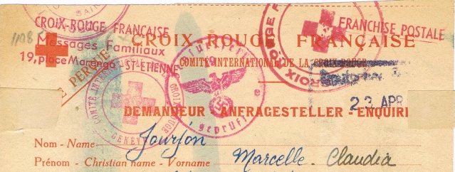 Message Formule « CROIX-ROUGE FRANÇAISE » avec mention imprimée «Taxe Perçue» pour un ouvrier français en Allemagne Ccf03011