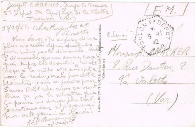 L’Agence Postale Navale à terre « TOULON V° DEPOT VAR » Ccf06013