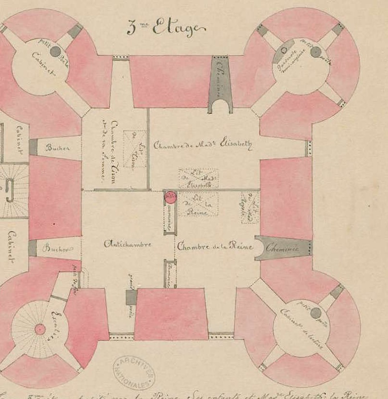 La famille royale à la prison du Temple : plans et aménagements Fran_011