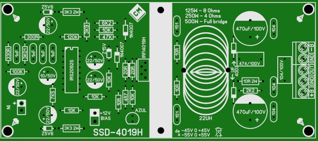 amplificador classe D com IRFI4019H 250W em 4R  Irfi4010