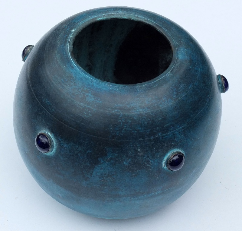 Unmarked Art Deco Copper Vase Blue_b10