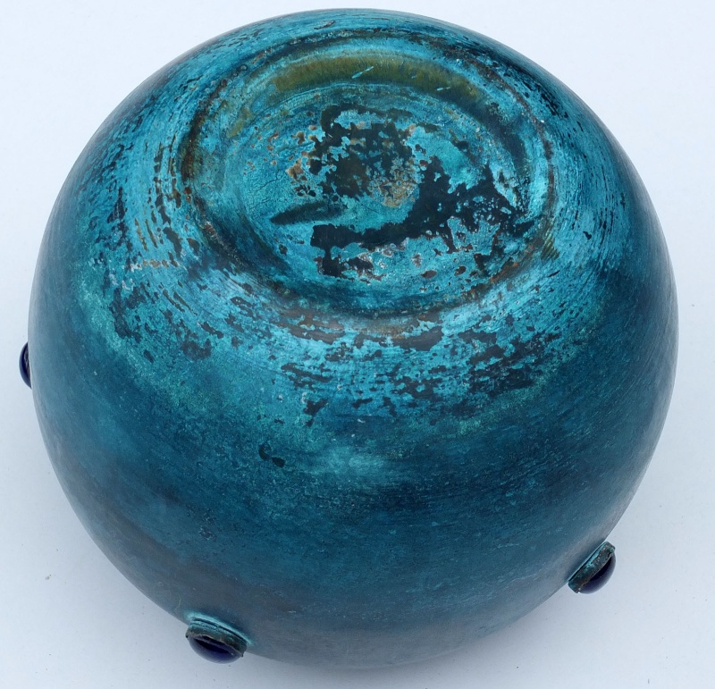 Unmarked Art Deco Copper Vase Blue_b11