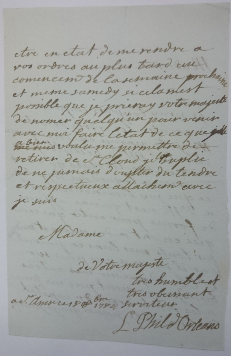 Correspondance de Marie-Antoinette et du duc d'Orléans au sujet de l’achat de Saint Cloud Dsc_0711