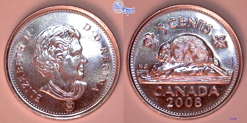 2008 - Coin Obturé sur le A dans Elizabeth (Filled Die) 5_cent67