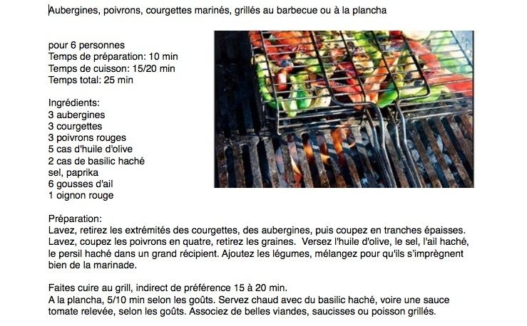 Aubergines, poivrons, courgettes marinés, grillés au barbecue  Captur27