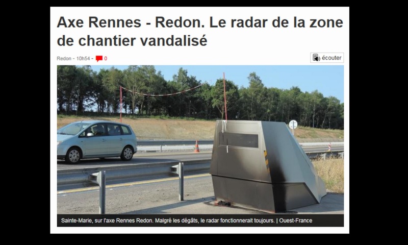 Axe Rennes - Redon. Le radar de la zone de chantier vandalisé  319