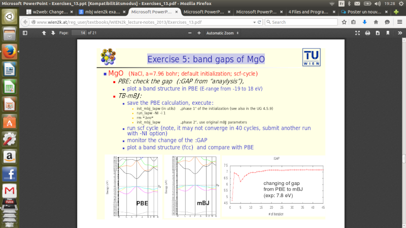 Exercise 5: band gaps of MgO Screen11